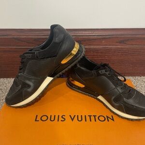 Louis Vuitton Run Away Sneaker - Black Epi Leather & Gold Heel - US 6.5/7